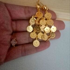 21kgp Dubai Jewelry- Gold Coin Dangle Earrings